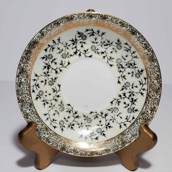 Aaco Teacup and Saucer Opalescent Gold Flowers Vintage - Picture 5 of 9